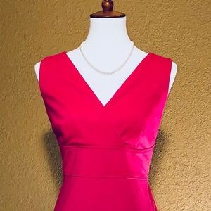 Ann Taylor Bright Pink fitted v-neck sheath dress